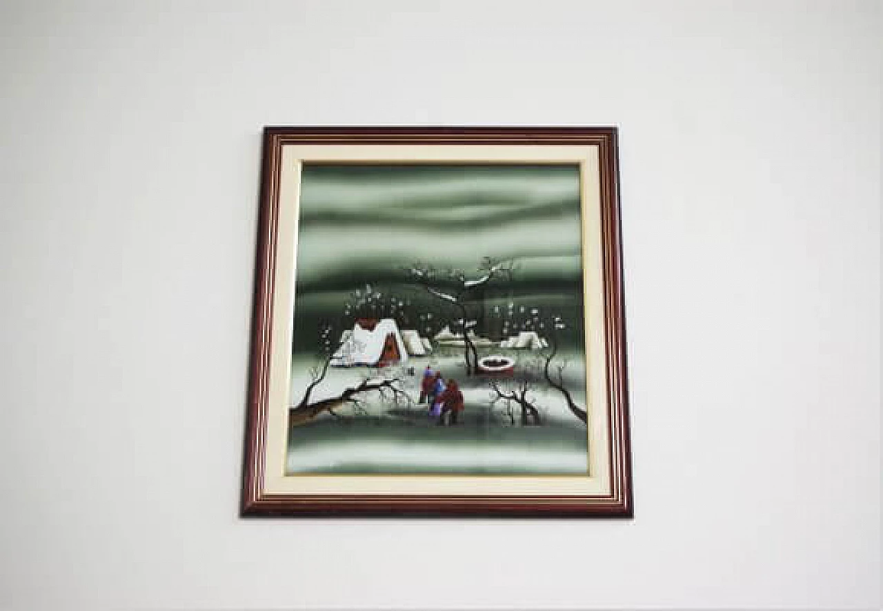 Mugosa, triptych of naive oil paintings on canvas, 1991 1406878