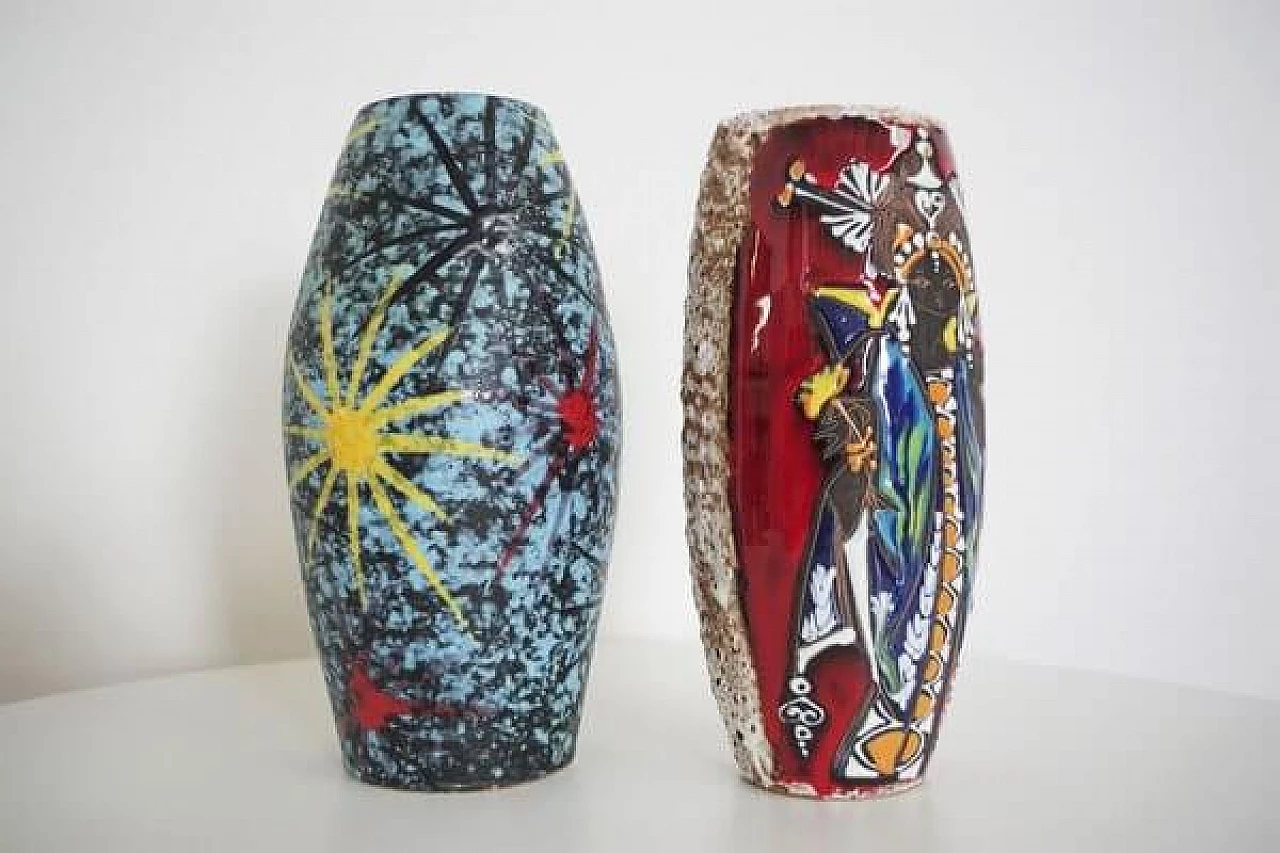 Pair of San Marino polychrome vases, 1950s 1406881