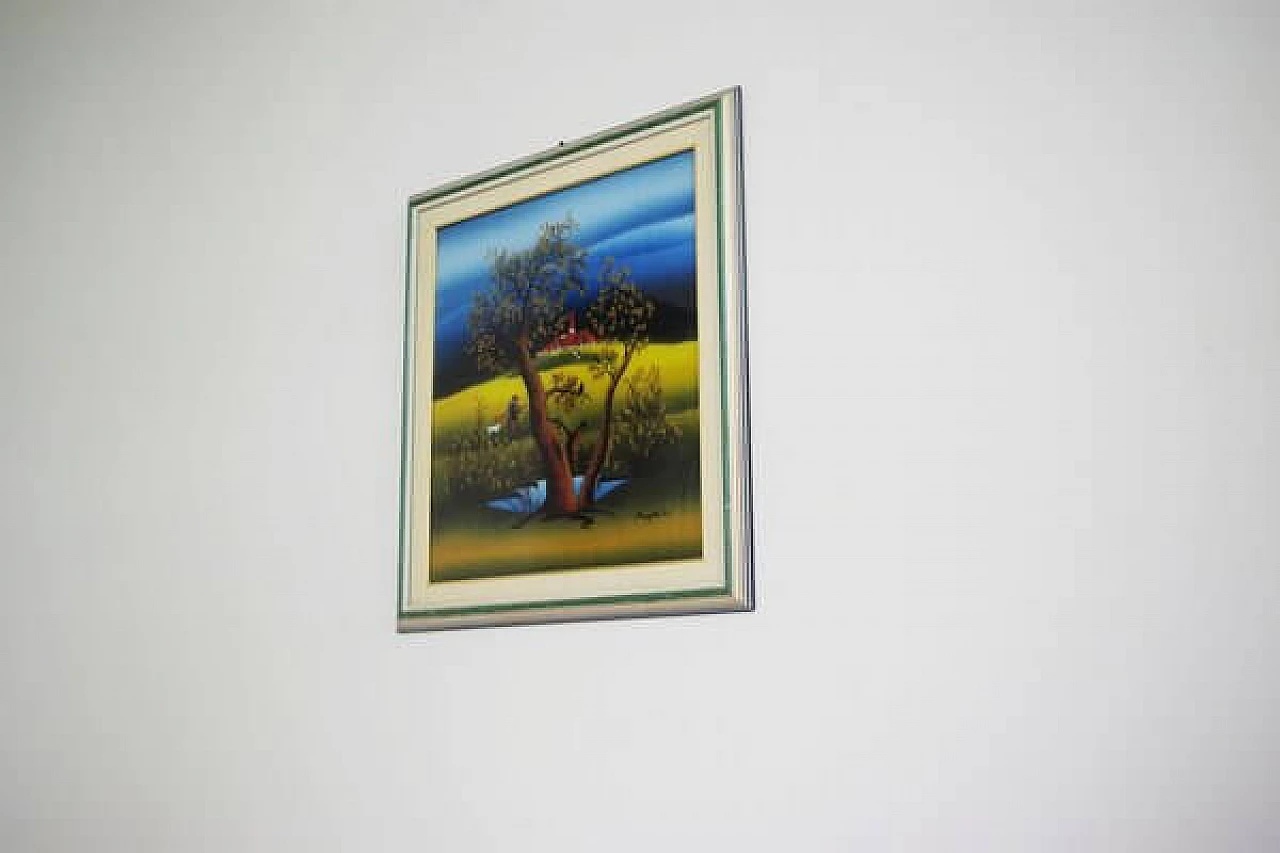 Mugosa, triptych of naive oil paintings on canvas, 1991 1406895
