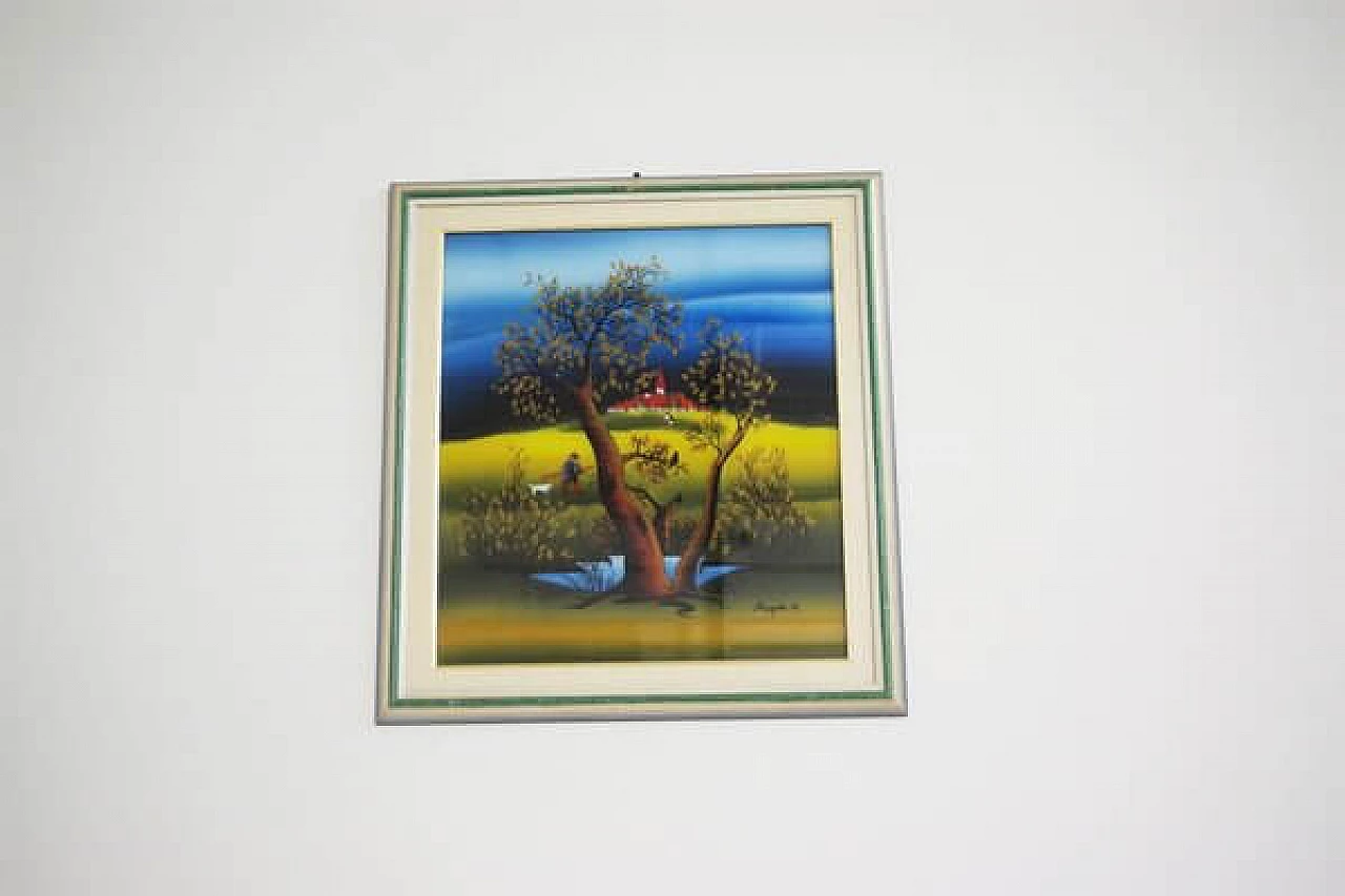 Mugosa, triptych of naive oil paintings on canvas, 1991 1406900