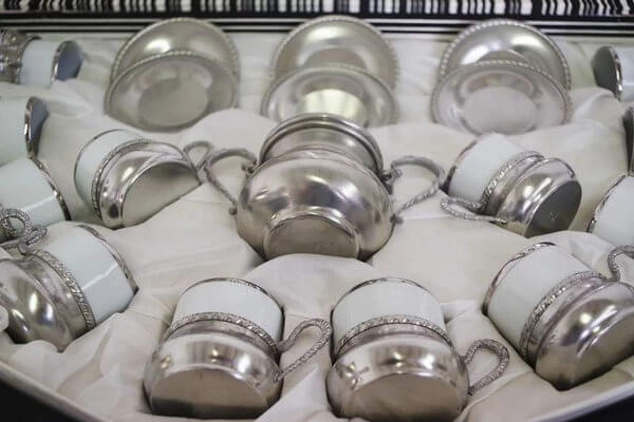 Coffee service of 25 pieces in silver and pewter, 1970s 1406913
