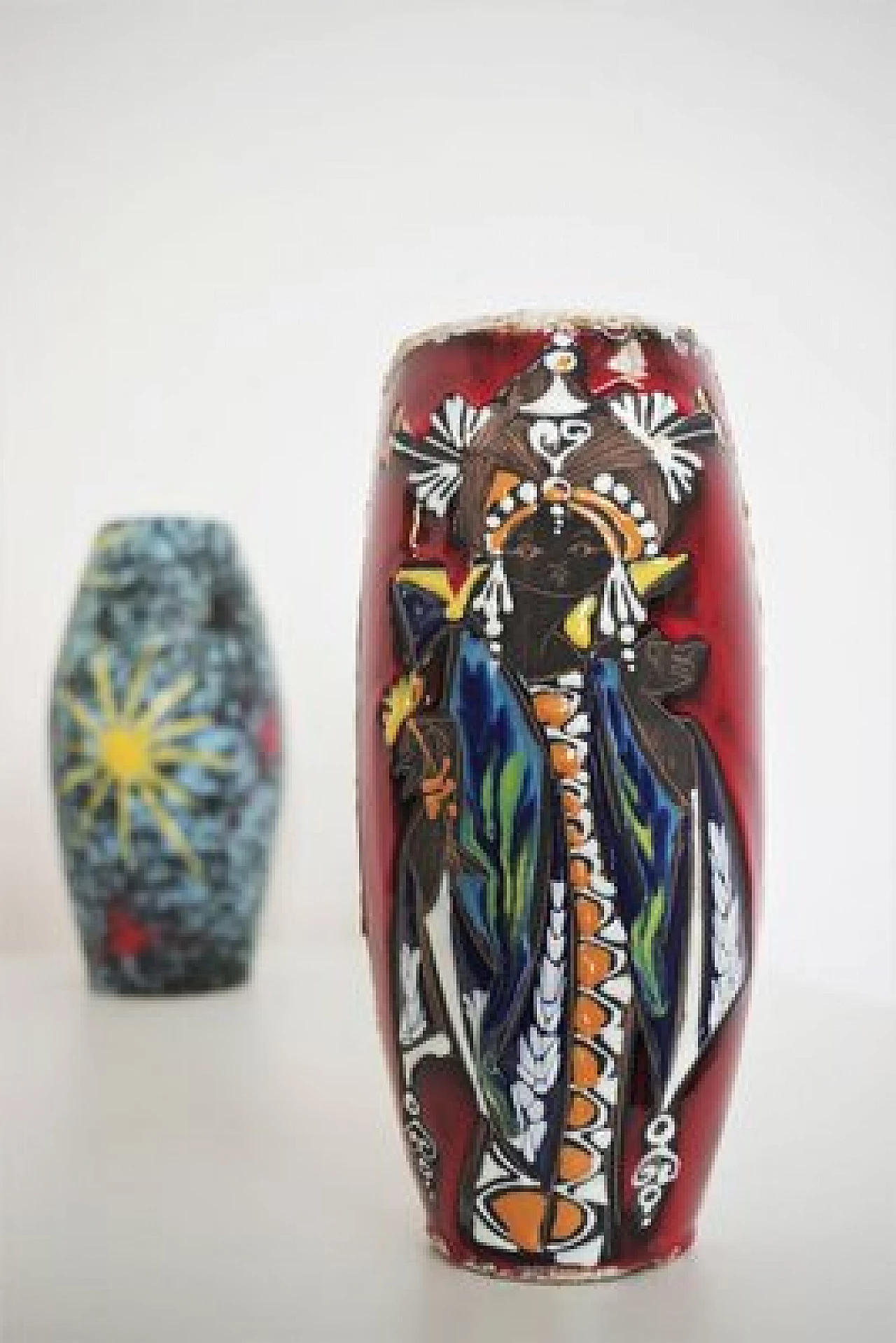 Pair of San Marino polychrome vases, 1950s 1406915