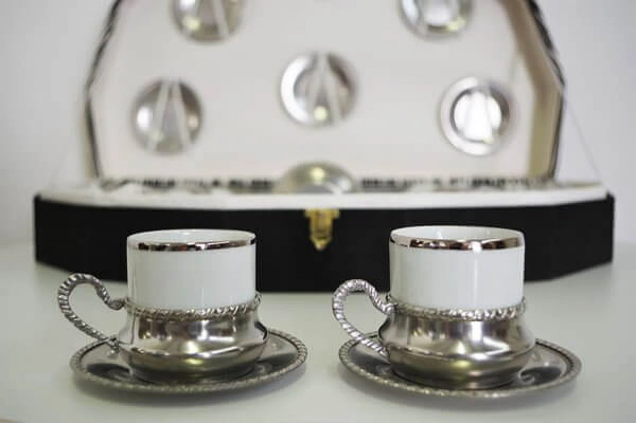 Coffee service of 25 pieces in silver and pewter, 1970s 1406917