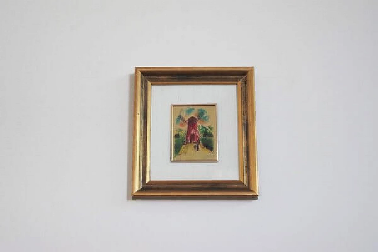 Landscape with windmill printed on gold leaf, 1984 1406926