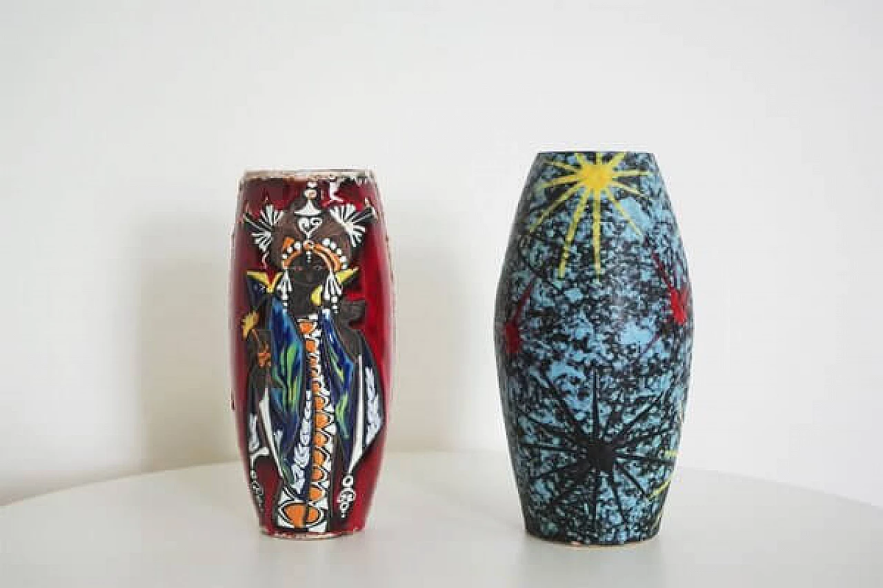 Pair of San Marino polychrome vases, 1950s 1406932