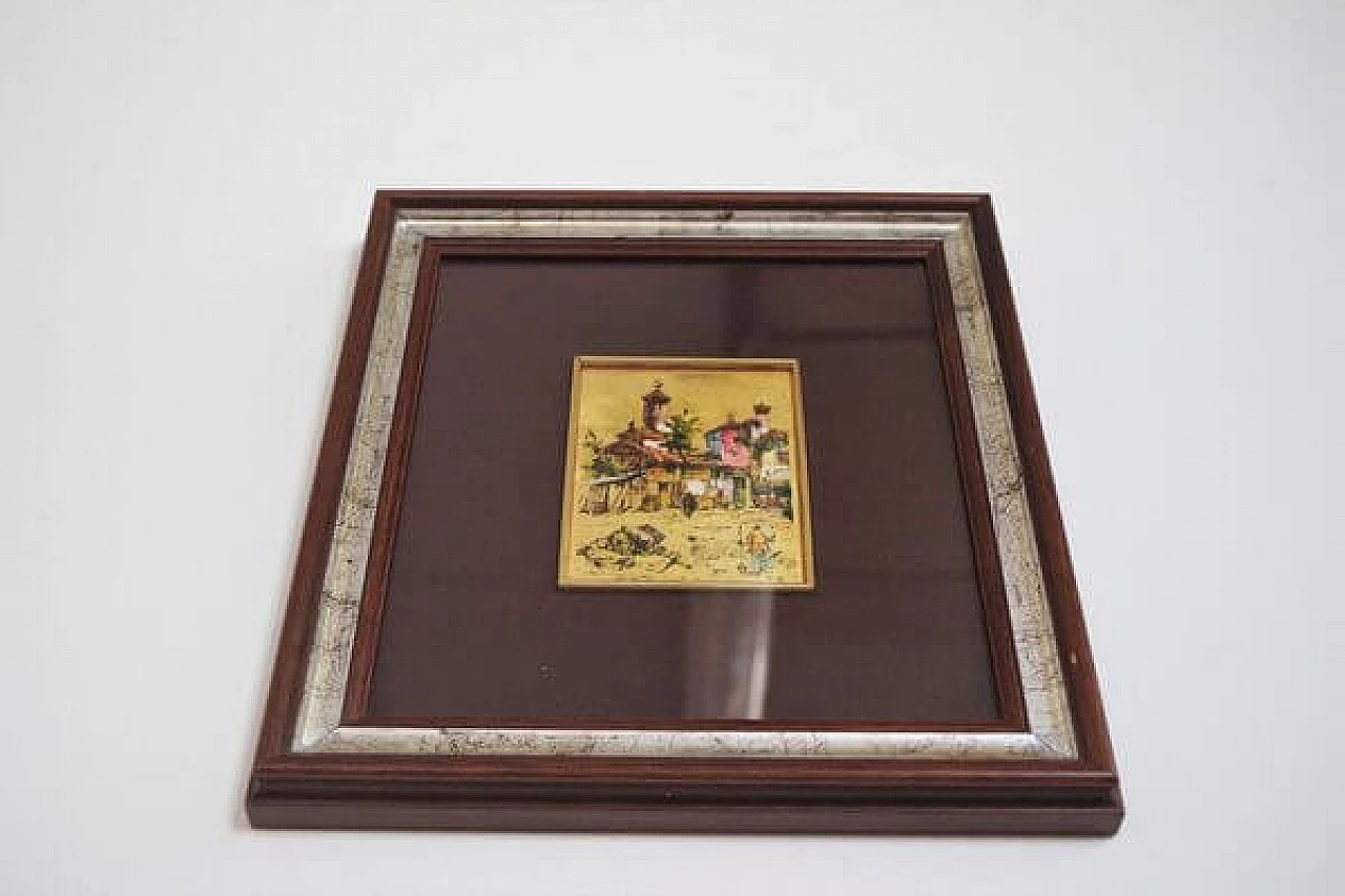 Painting made of gold leaf with silvered frame, 1970s 1406950
