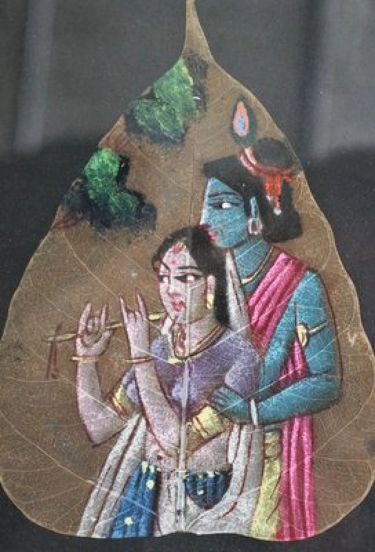 Pair of Indian paintings on leaves, 1970s 1406960