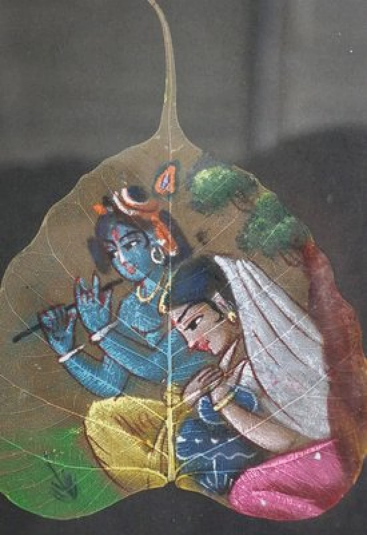 Pair of Indian paintings on leaves, 1970s 1406972