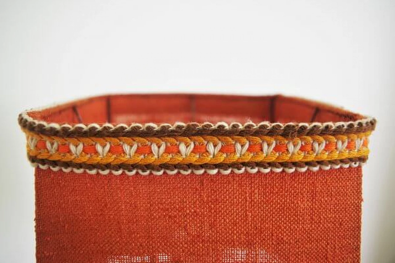 Table lamp in wooden with embroidered lampshade, 1970s 1406996