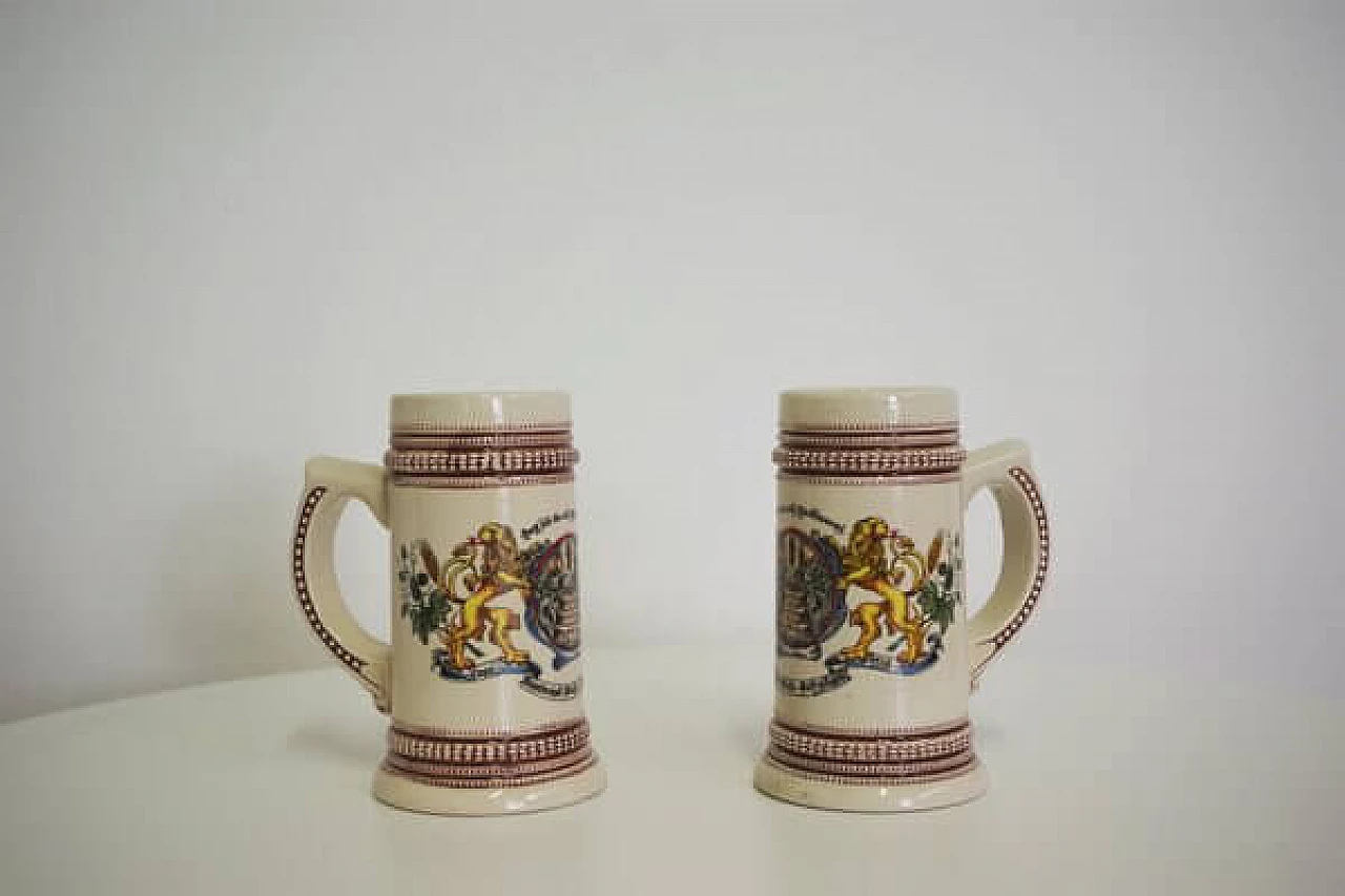 Coppia di  boccali bavaresi in porcellana, anni '80 1407016