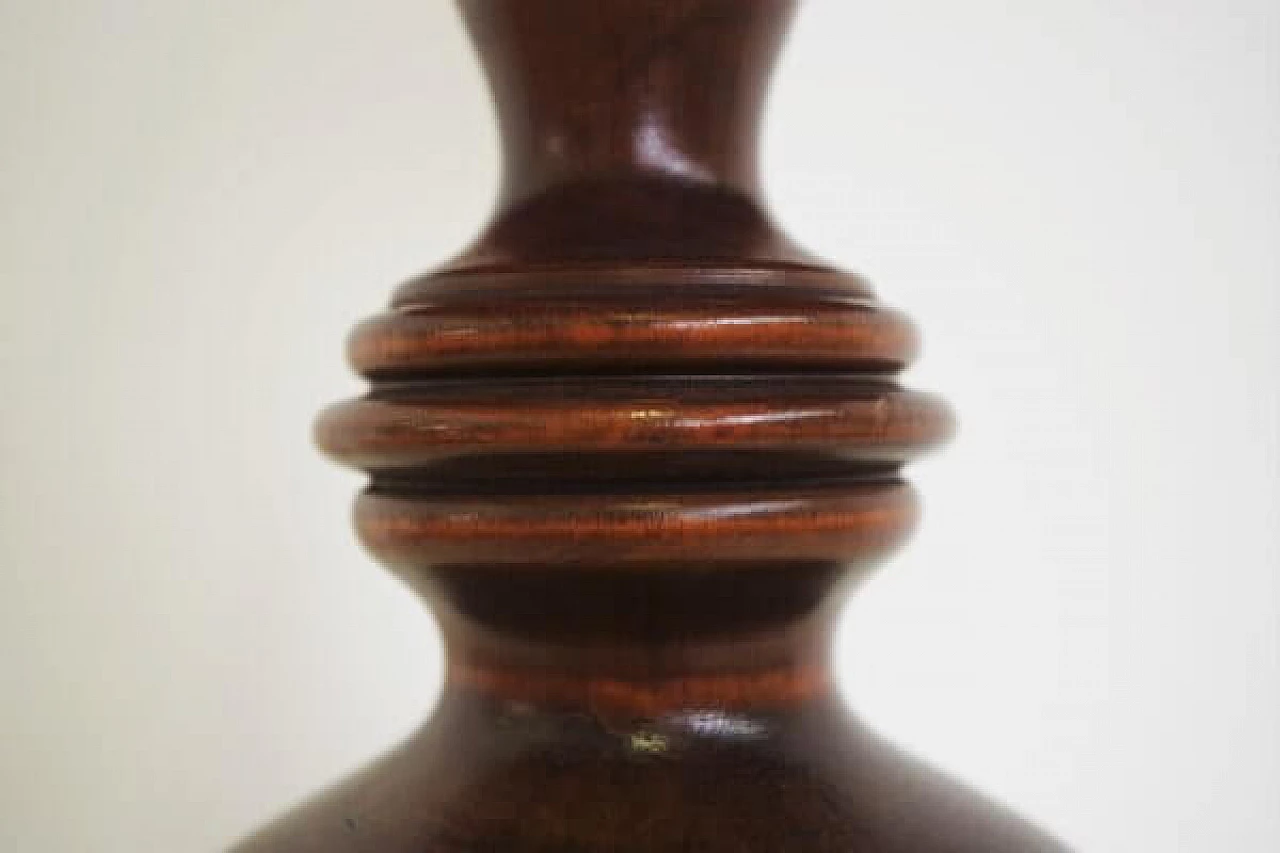Lampada da tavolo in legno con paralume ricamato, anni '70 1407023