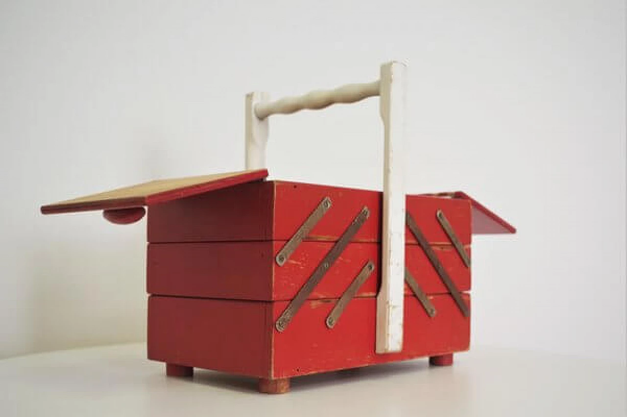 Scatola da sarto in legno, anni '60 1407023