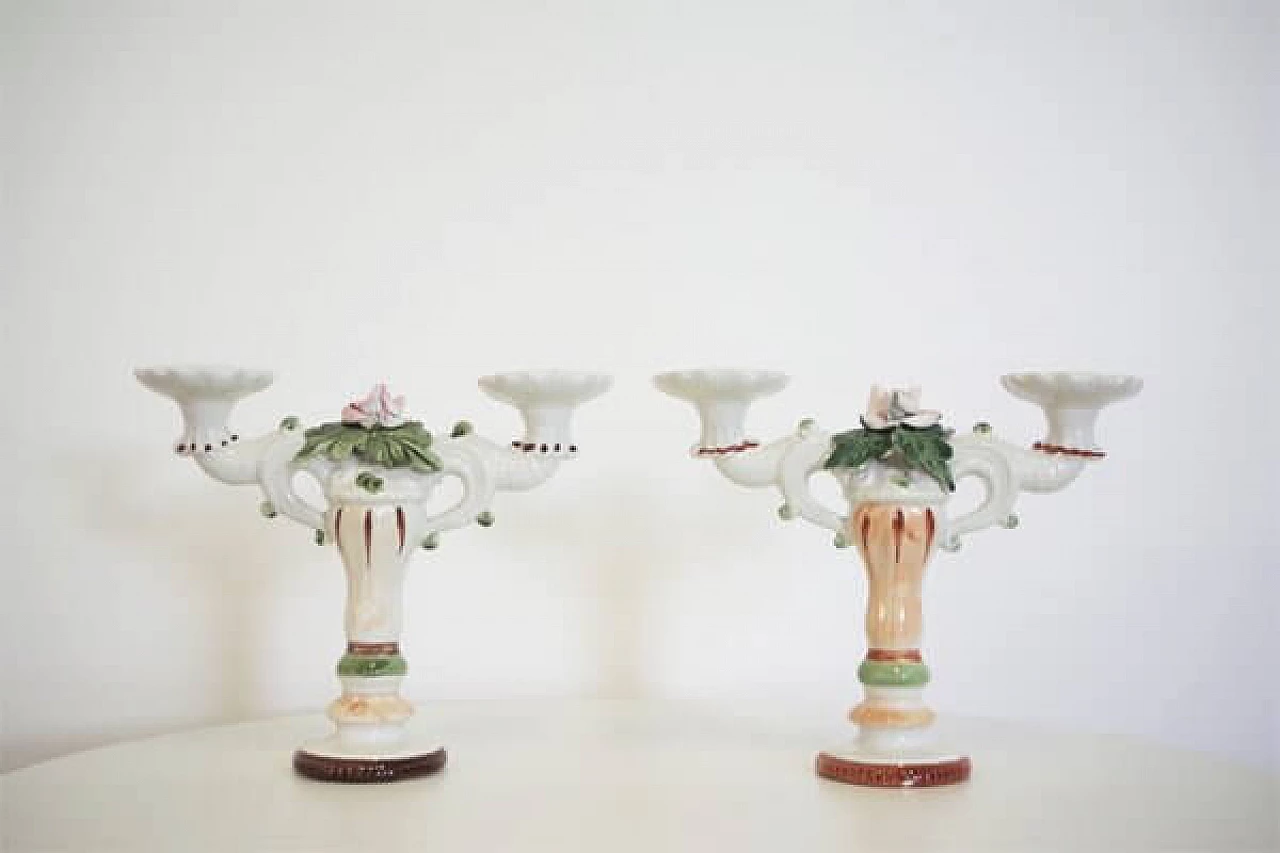 Pair of candlesticks in Bassano ceramic, 1970s 1407035