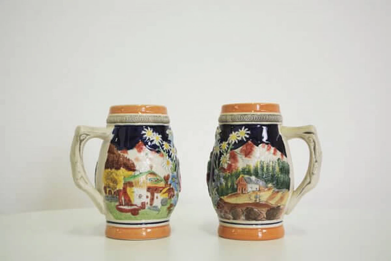 Pair of porcelain tyrolean mugs, 1980s 1407035