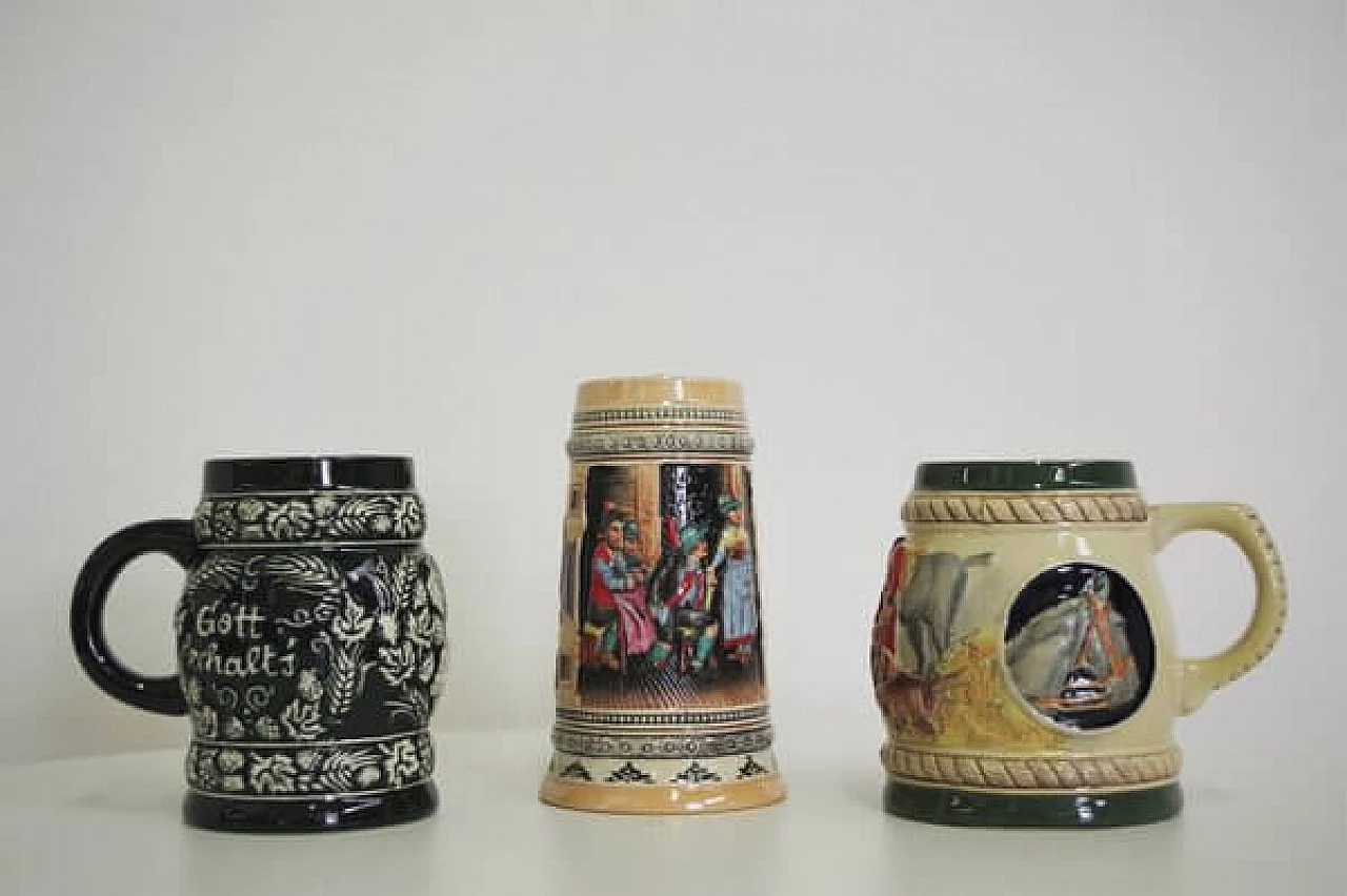 3 Porcelain beer mugs, 1980s 1407038