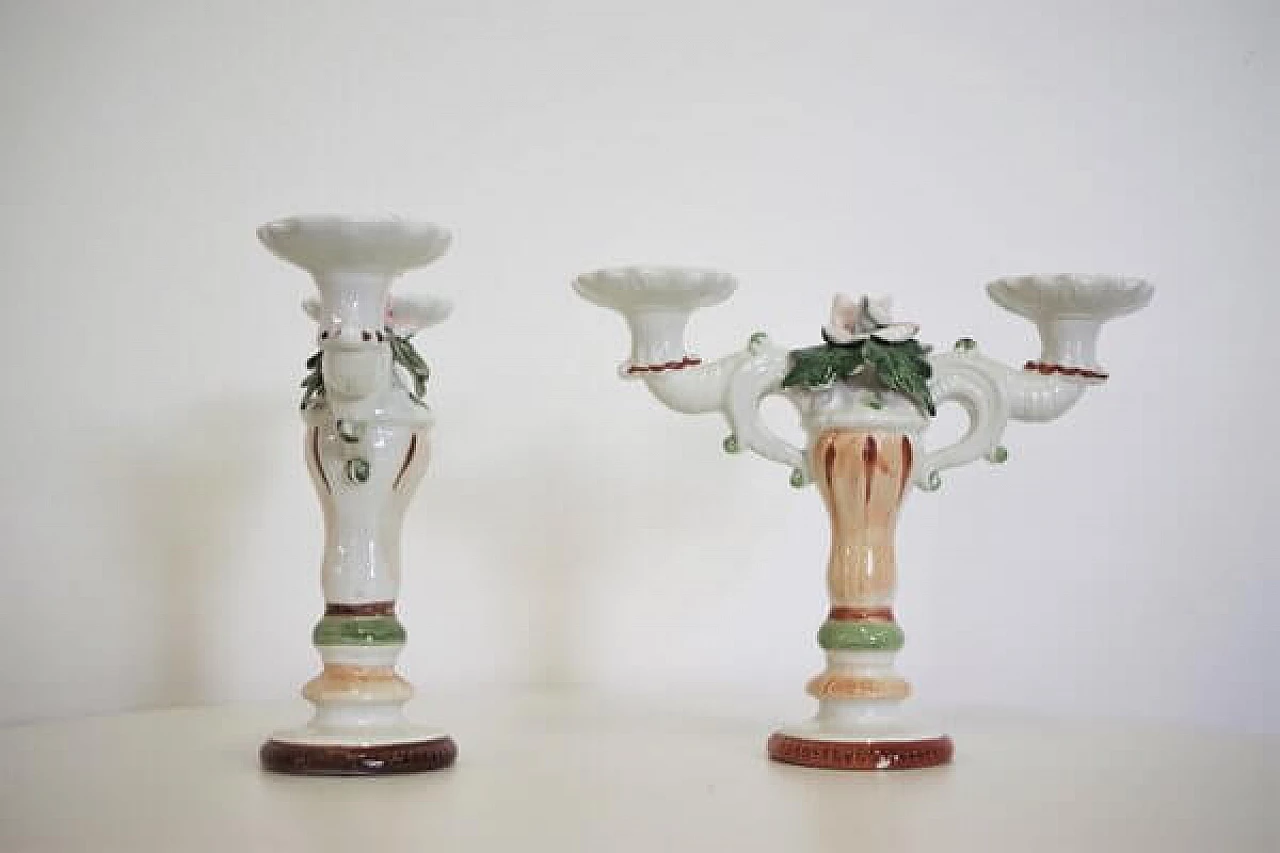 Coppia di candelabri in ceramica di Bassano, anni '70 1407039