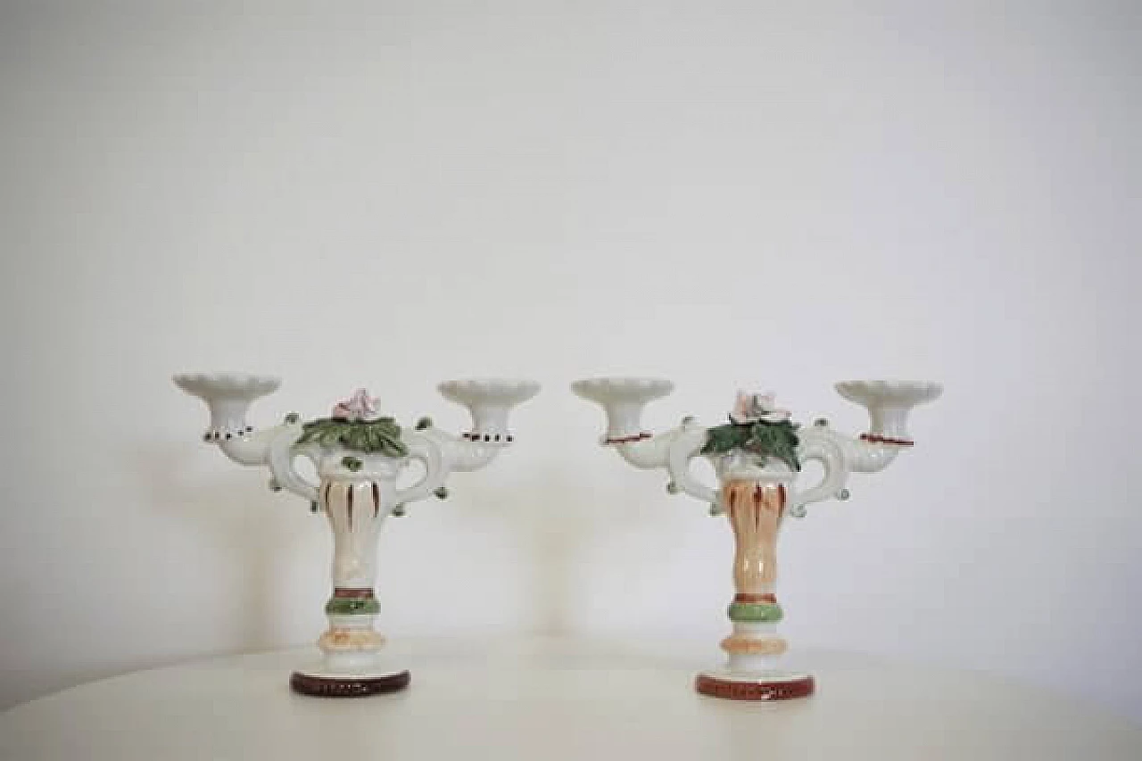 Pair of candlesticks in Bassano ceramic, 1970s 1407046