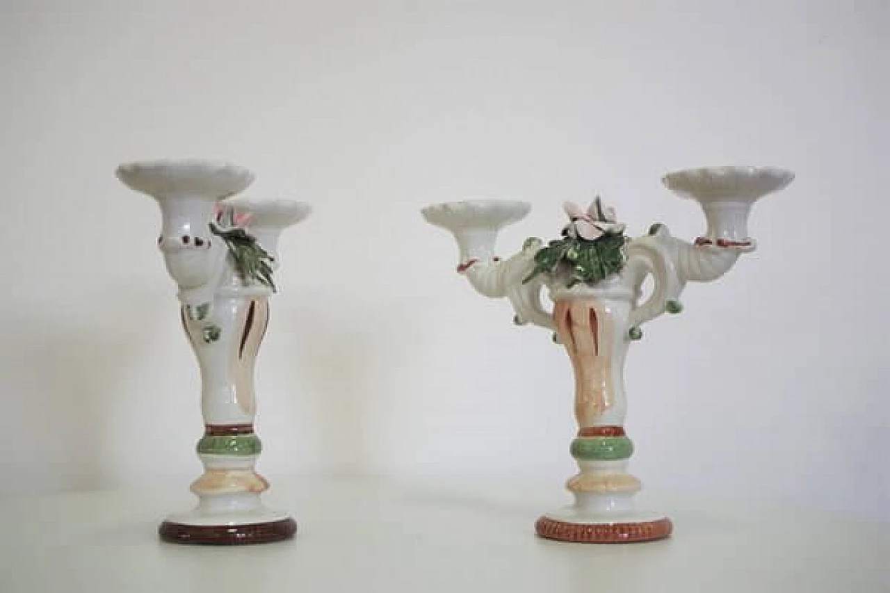 Pair of candlesticks in Bassano ceramic, 1970s 1407060
