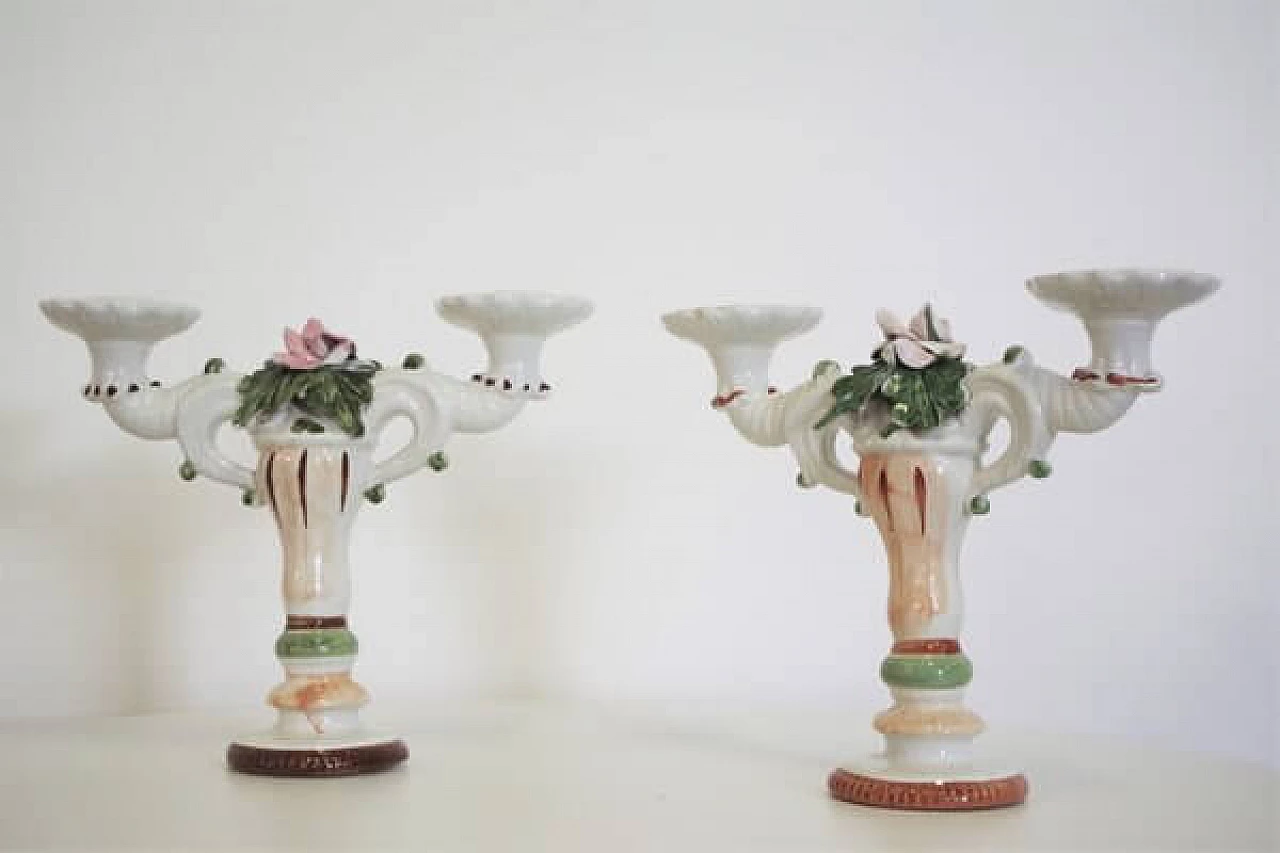 Pair of candlesticks in Bassano ceramic, 1970s 1407071