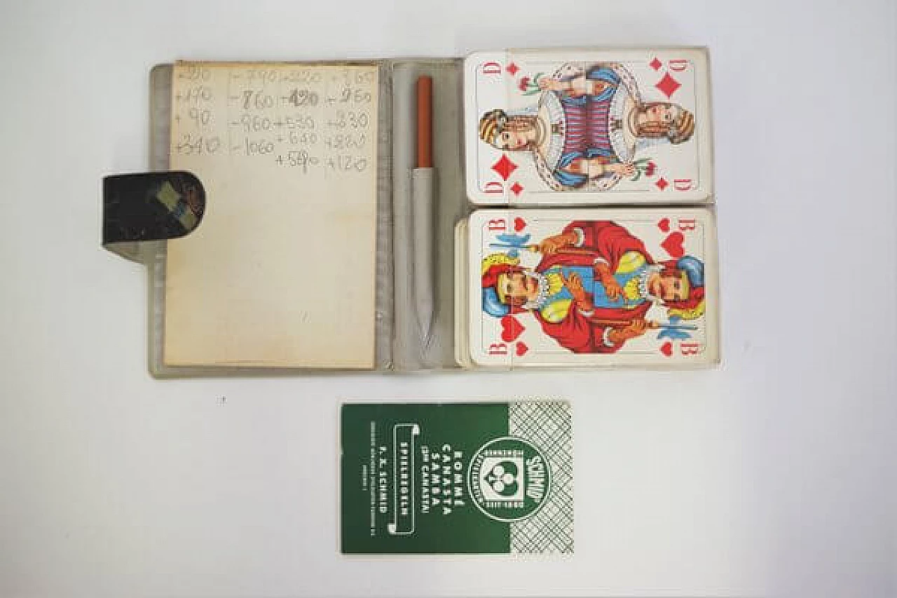 Blocco da viaggio con carte da gioco di Schmids Munchen Spielkarten, anni '60 1407075