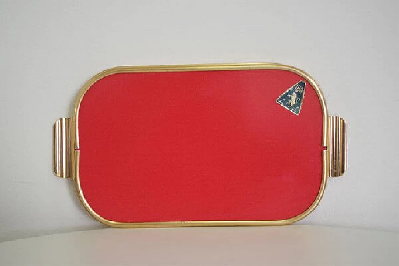 Brass tray with english print, 1950s 1407079