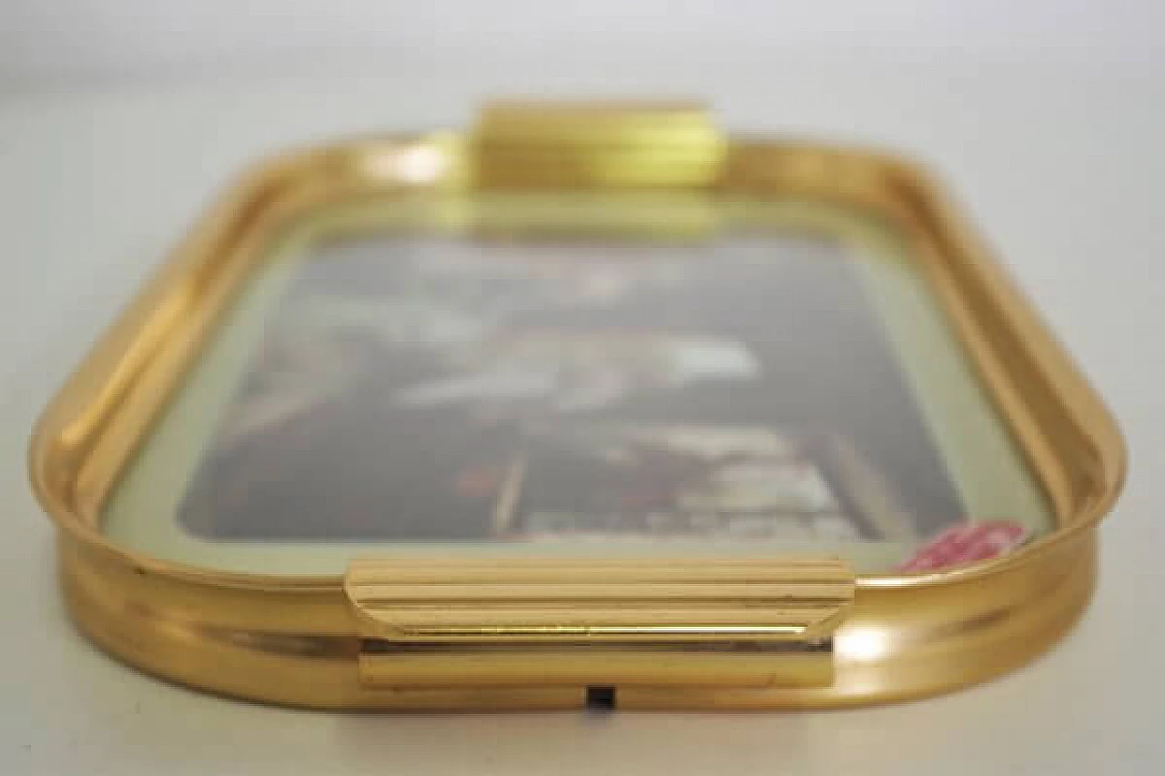 Brass tray with english print, 1950s 1407093