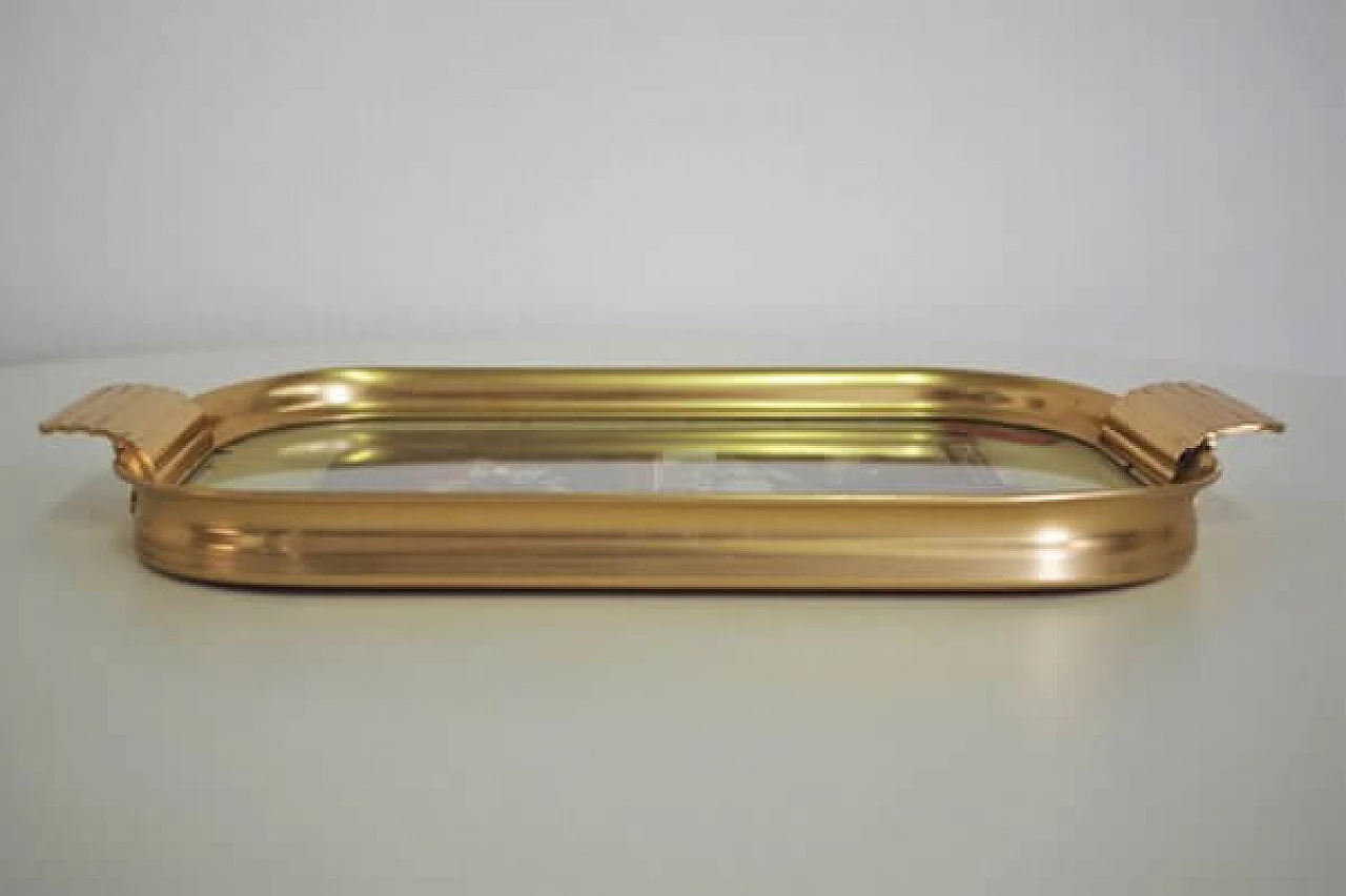 Brass tray with english print, 1950s 1407097