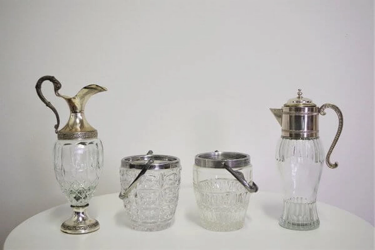 4 Glass jugs with silver rim Vecchia Romagna, 1960s 1407099