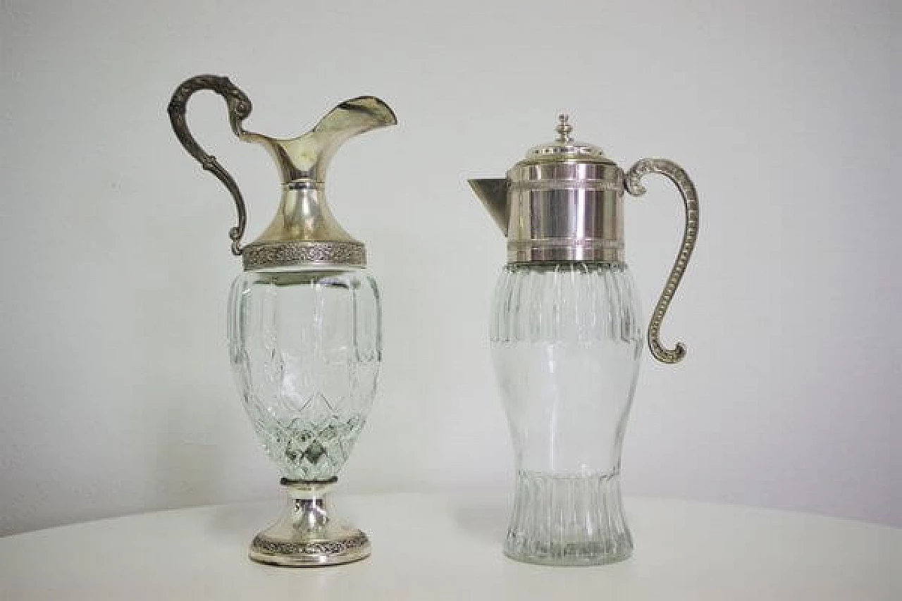 4 Glass jugs with silver rim Vecchia Romagna, 1960s 1407107