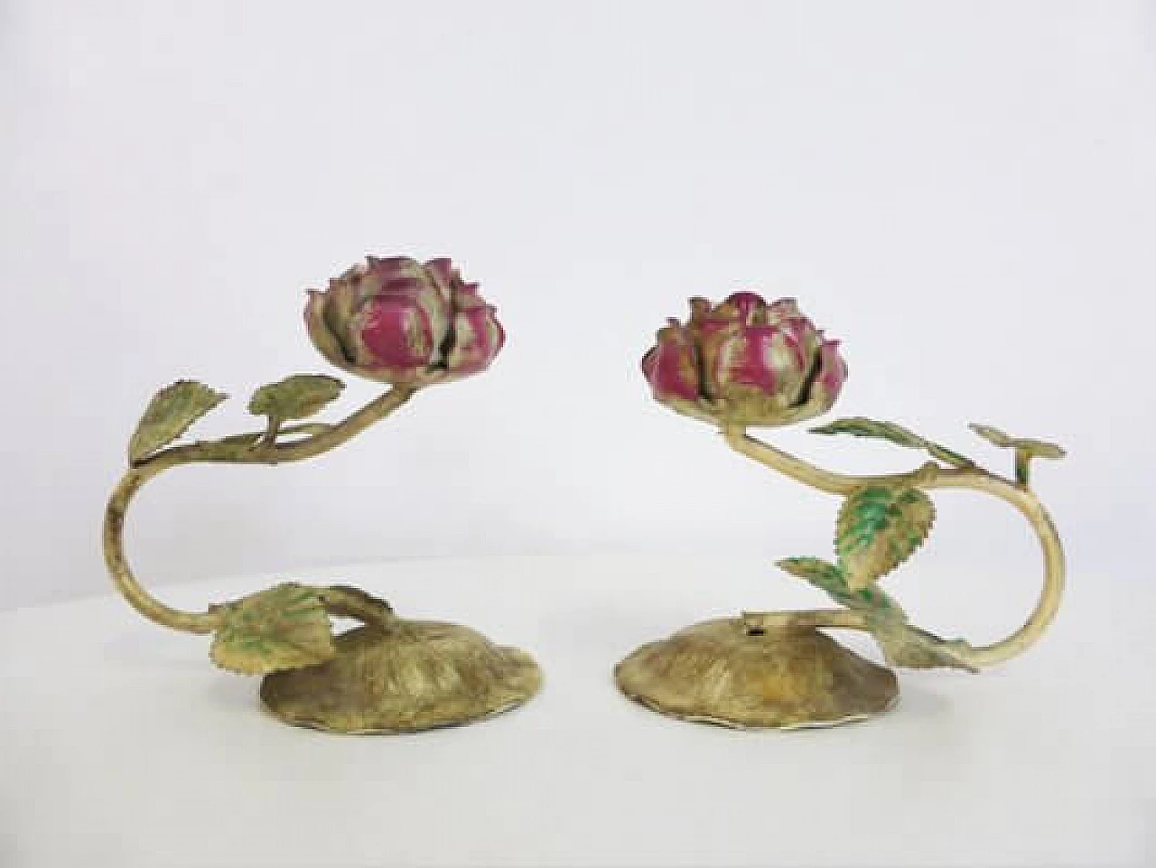 Pair of wrought iron roses, 1960s 1407132