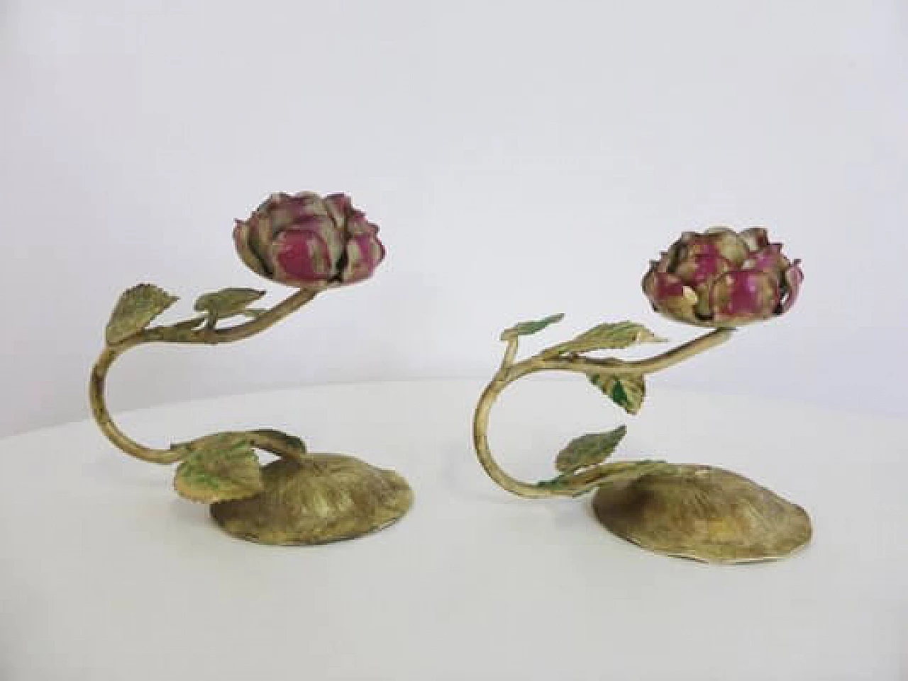 Pair of wrought iron roses, 1960s 1407135