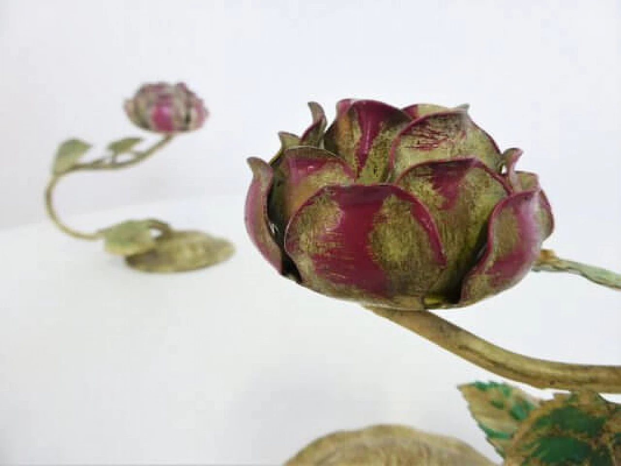 Coppia di rose in ferro battuto, anni '60 1407148