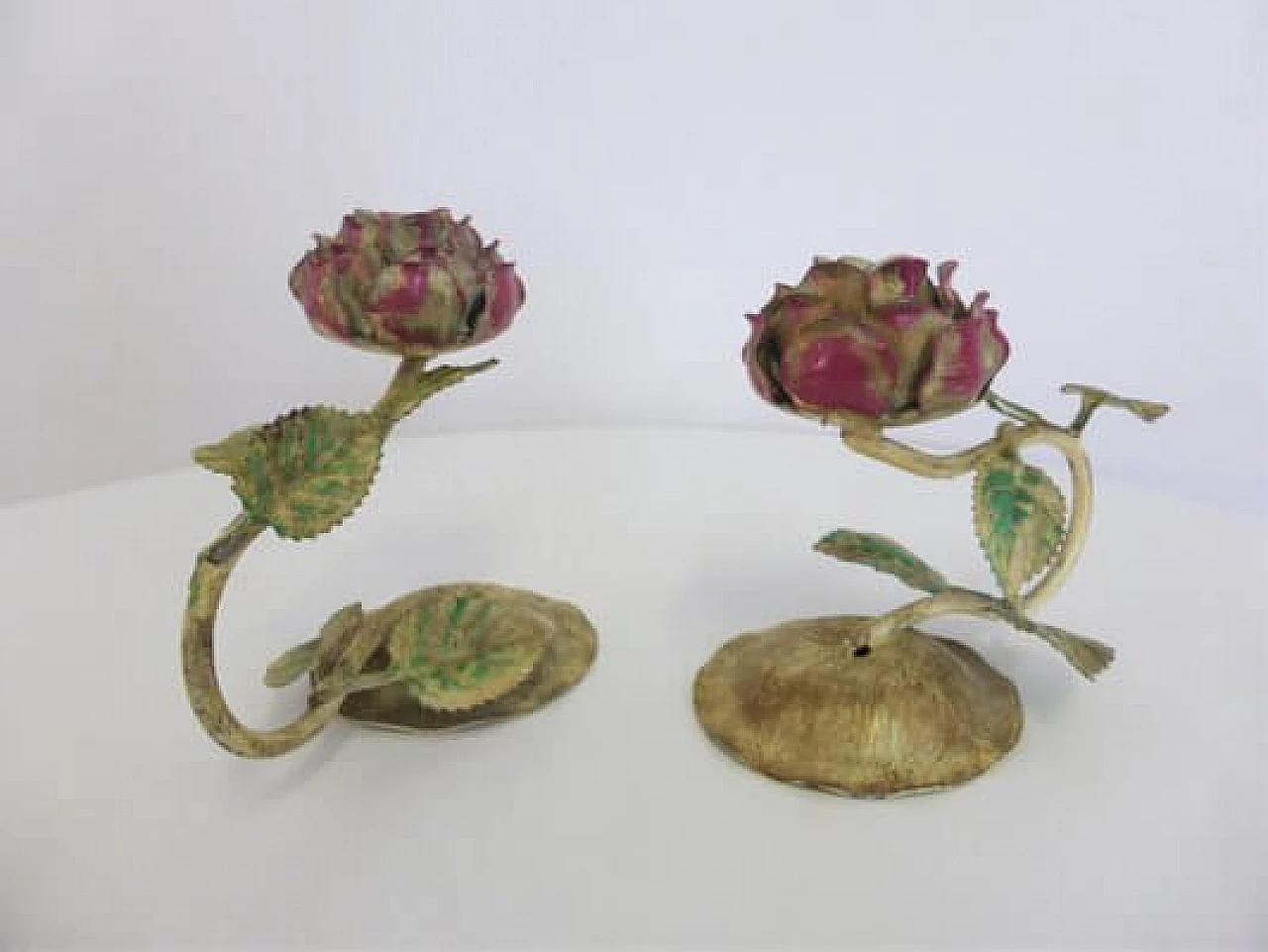 Pair of wrought iron roses, 1960s 1407153
