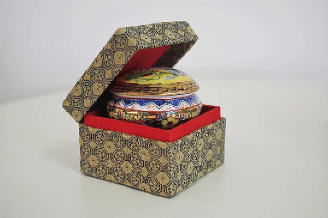 5 Venice boxes in fabric and wood, 1970s 1407181