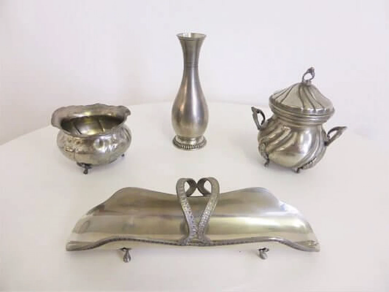 4 Oggetti per la tavola in peltro fatti a mano, anni '60 1407194