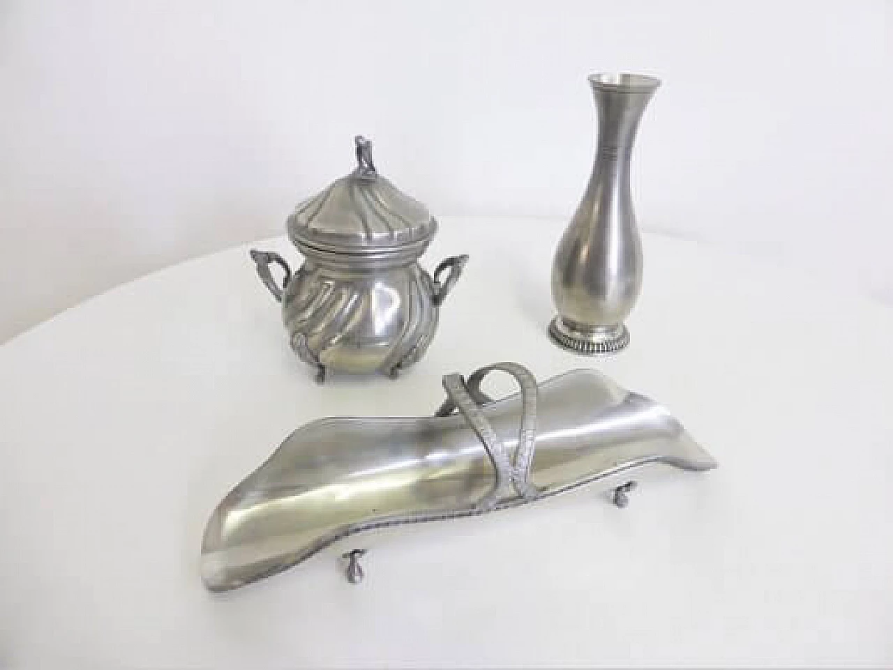 4 Oggetti per la tavola in peltro fatti a mano, anni '60 1407203