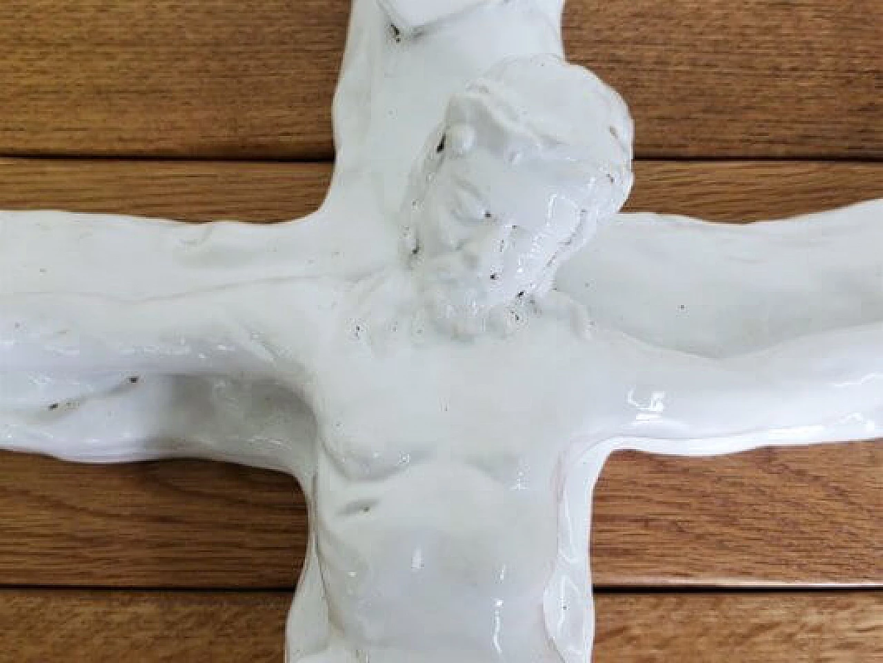 White ceramic crucifix, 1970s 1407244