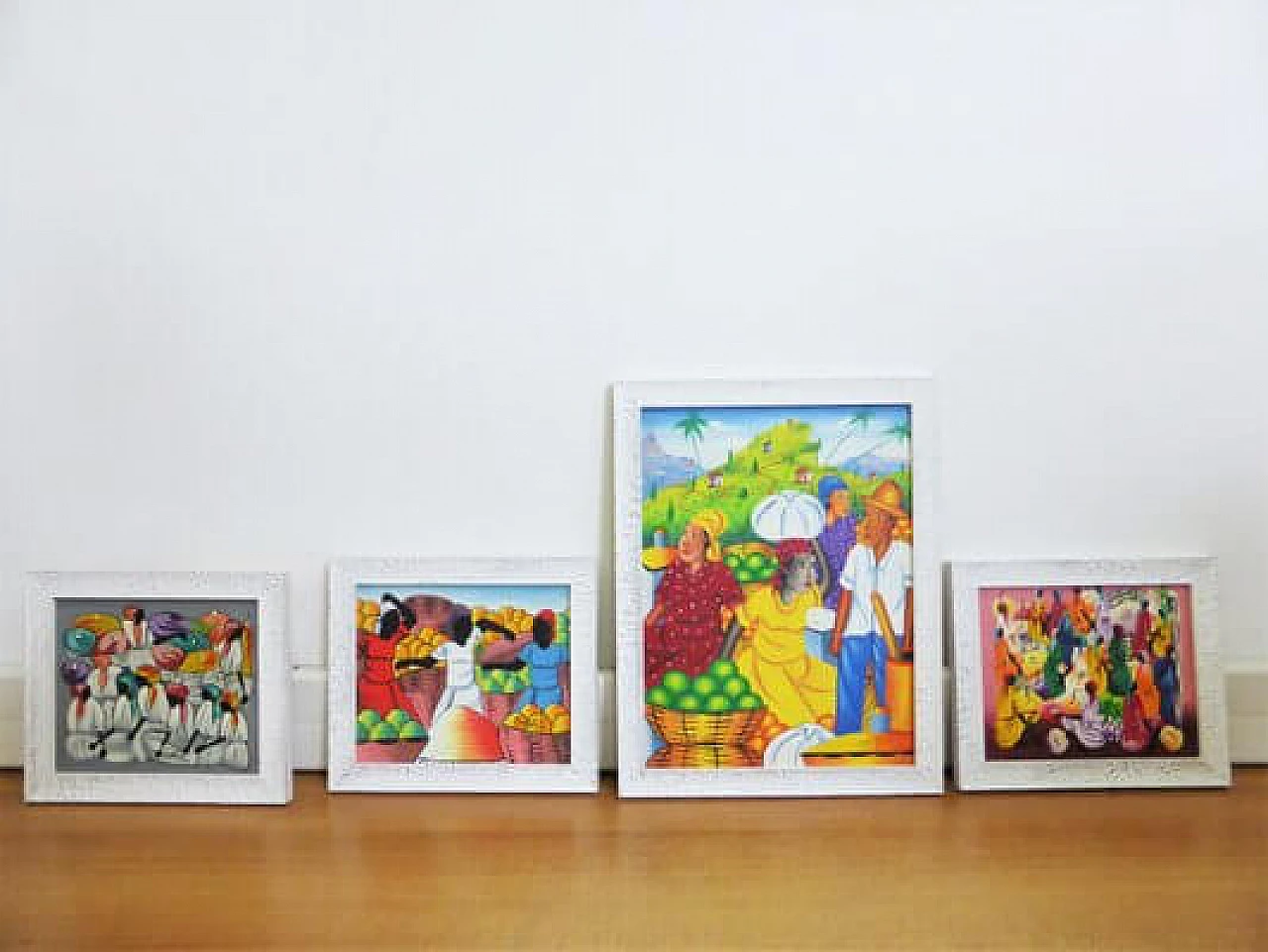 4 Caribbean paintings on canvas, 1990s 1407261