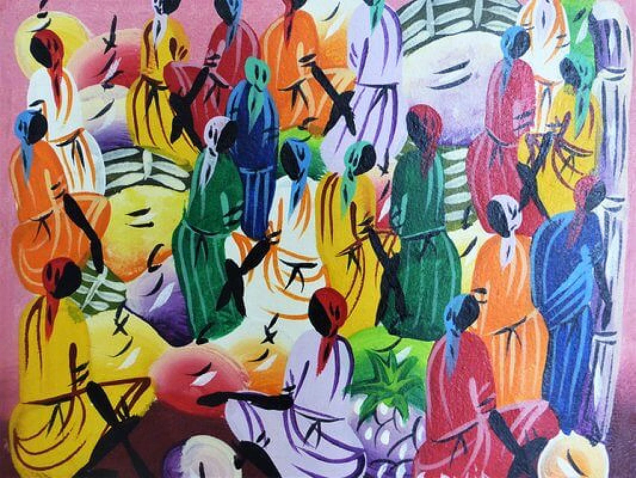 4 Caribbean paintings on canvas, 1990s 1407269