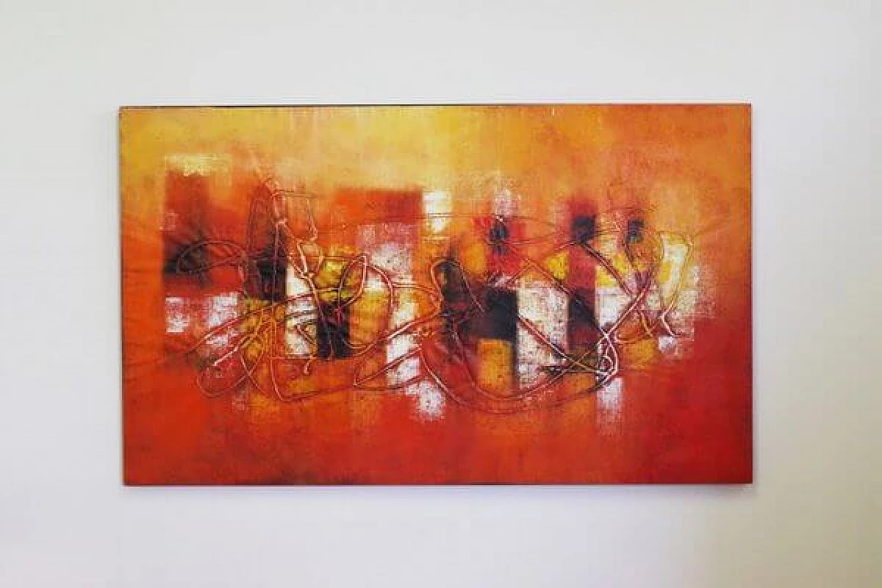 Dipinto astratto sui toni del rosso, anni 2000 1407287