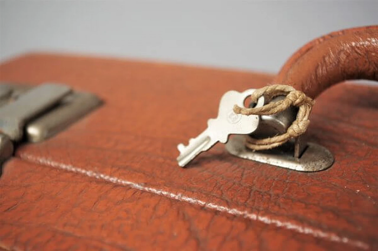 Pair of leather and fabric suitcases, 1950s 1407288