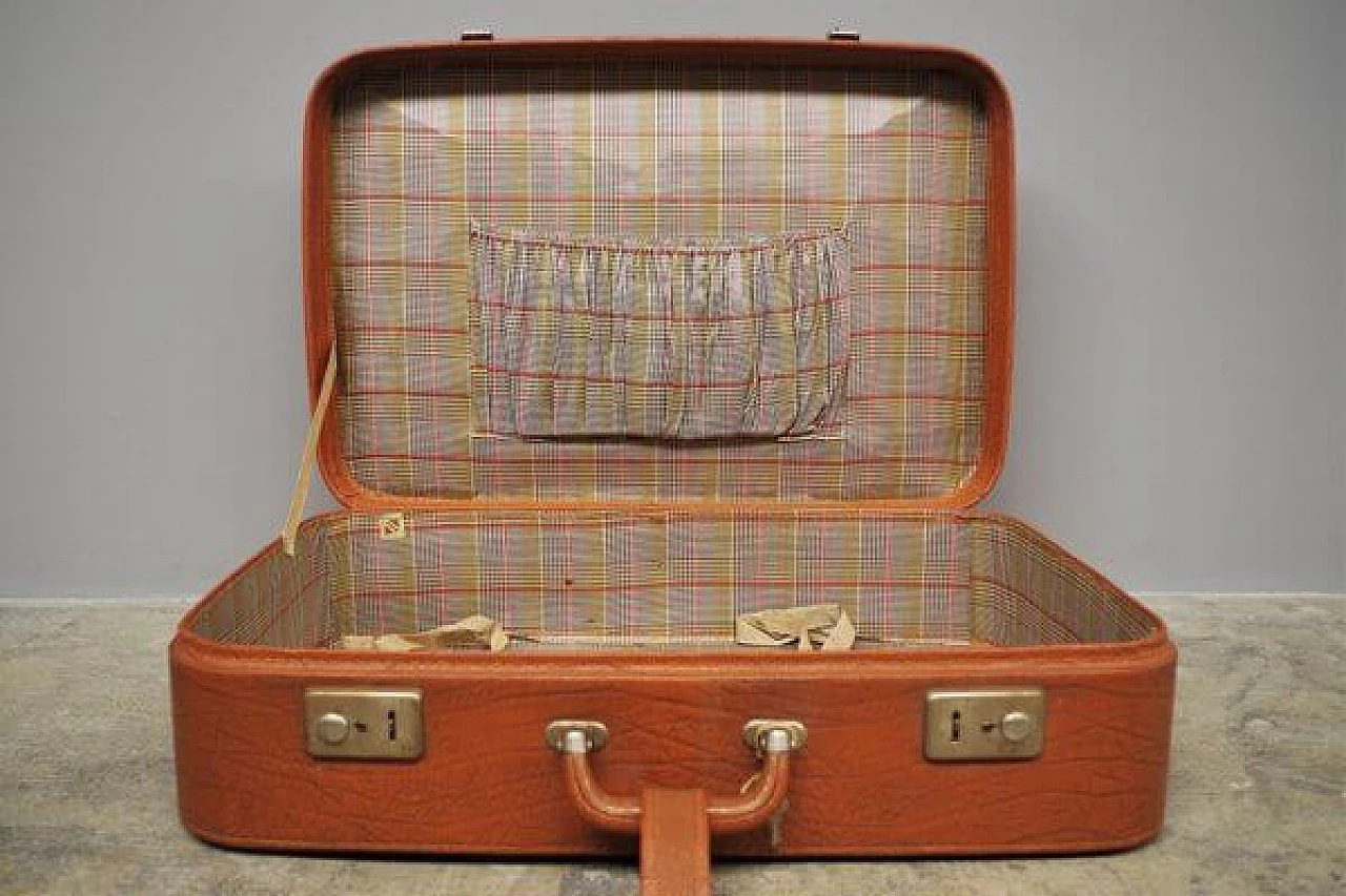 Pair of leather and fabric suitcases, 1950s 1407290