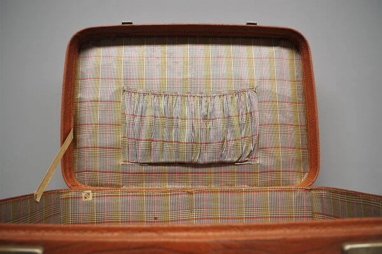 Pair of leather and fabric suitcases, 1950s 1407294