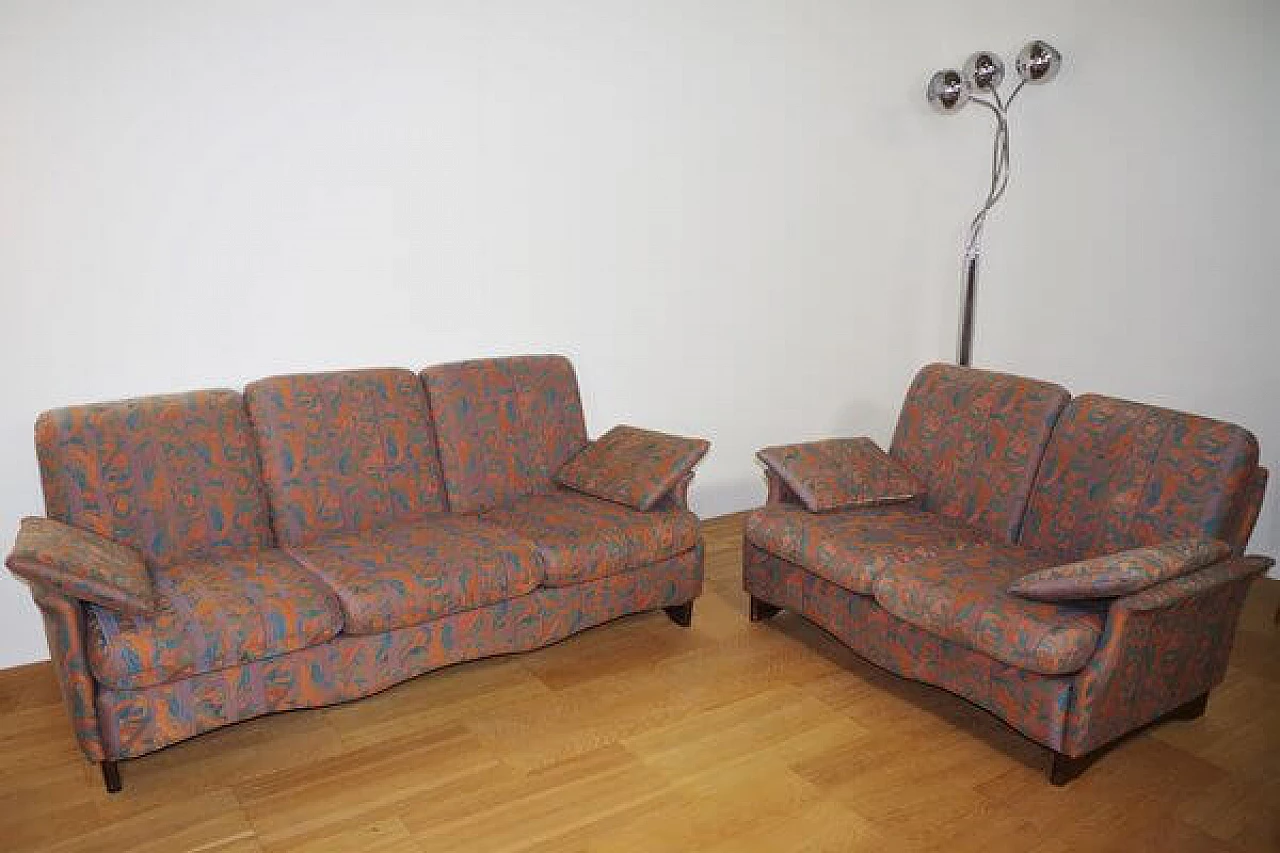 Pair of sofas with walnut structure, 1970s 1407296