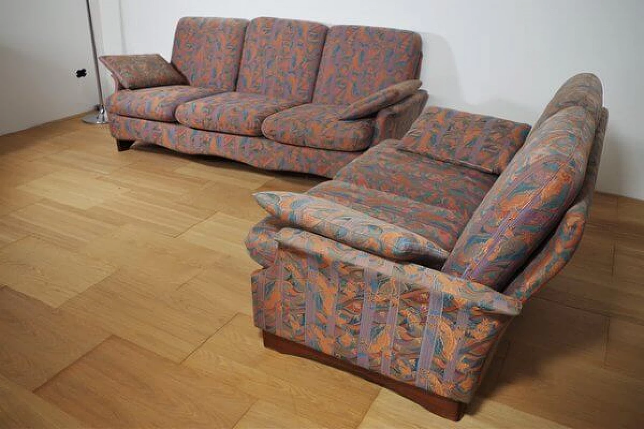 Pair of sofas with walnut structure, 1970s 1407299