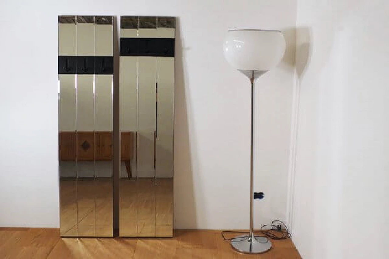 Pair of wall-mounted coat hangers with mirror, 1970s 1407307