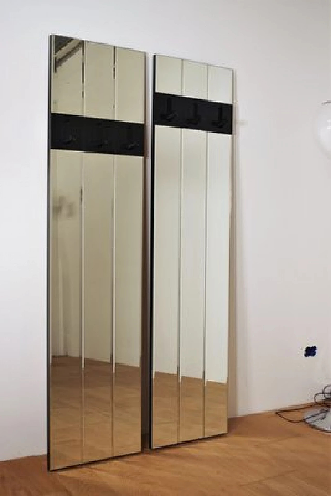 Pair of wall-mounted coat hangers with mirror, 1970s 1407314