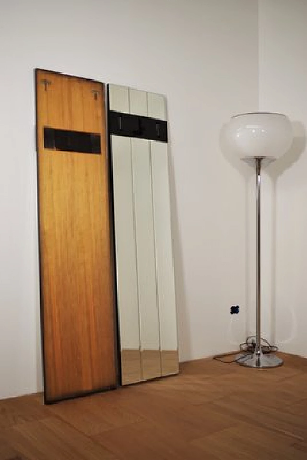 Pair of wall-mounted coat hangers with mirror, 1970s 1407339