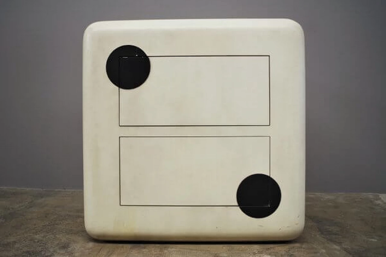 3 Cubi a dado con rotelle e due cassetti, anni '80 1407341