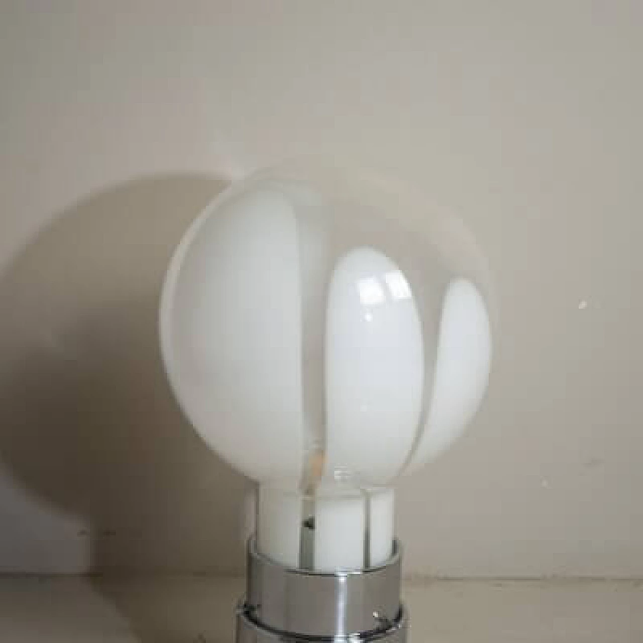 Mazzega steel table lamp with frosted glass sphere, 1970s 1407417